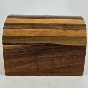 Vintage Deeds Industries Kingston Jamaica domed wood jewelry box